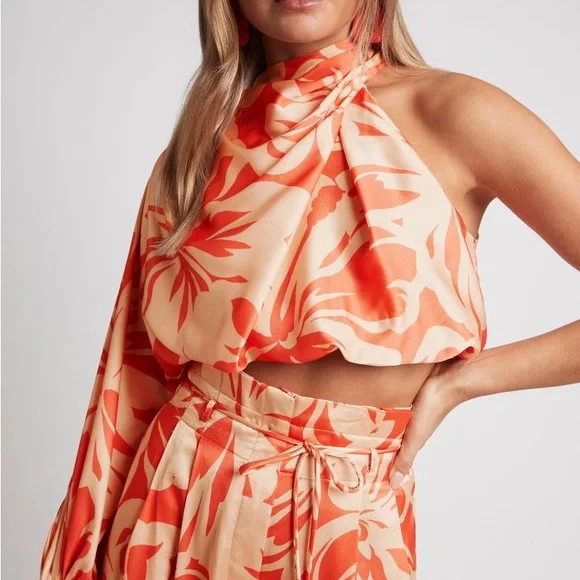 SHEIKE Cuban Nights Satin Print One Shoulder Long Sleeve Blouse Top NWT - Picture 6 of 10